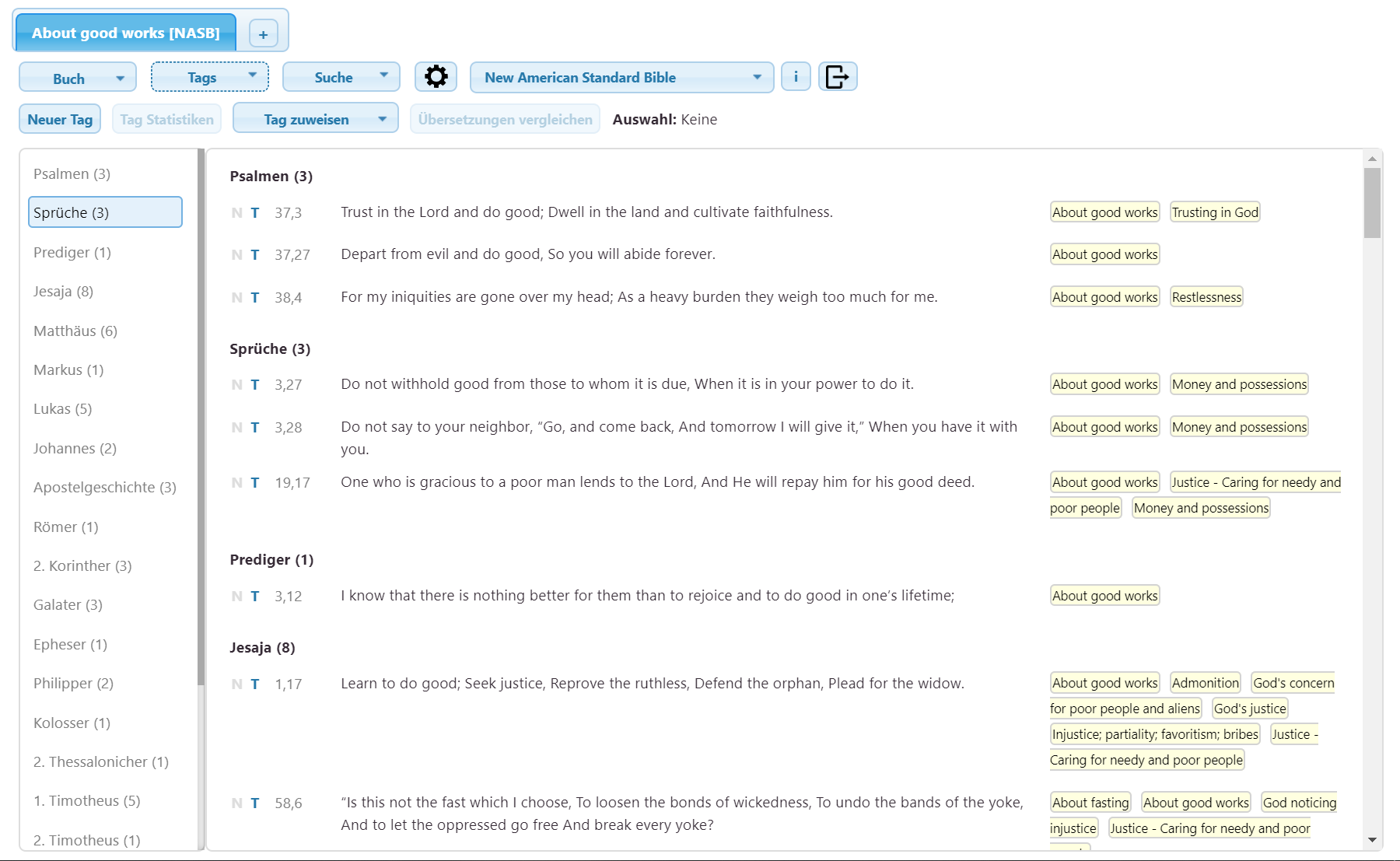 Ezra Bible App 0.13.0 Tagged Verse List